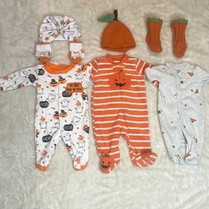 Carters and kolakids fall bundle set pajamas, hat, and socks - newborn
